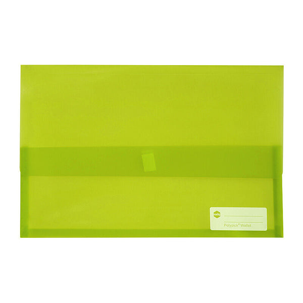 Marbig Wallet Foolscap Polypropylene Translucent Lime