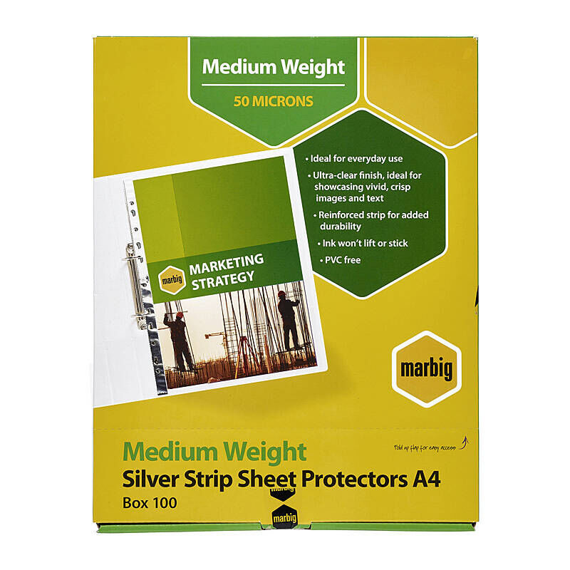 Marbig S/prot Silver Edge A4 Pack Of 100