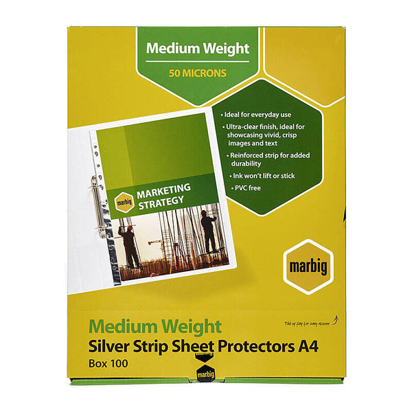 Marbig S/prot Silver Edge A4 Pack Of 100