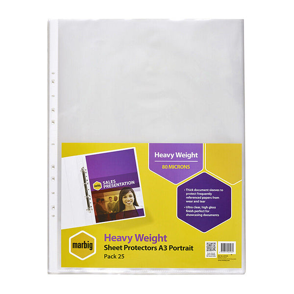 Marbig S/protectors H/wt A3 25Pk