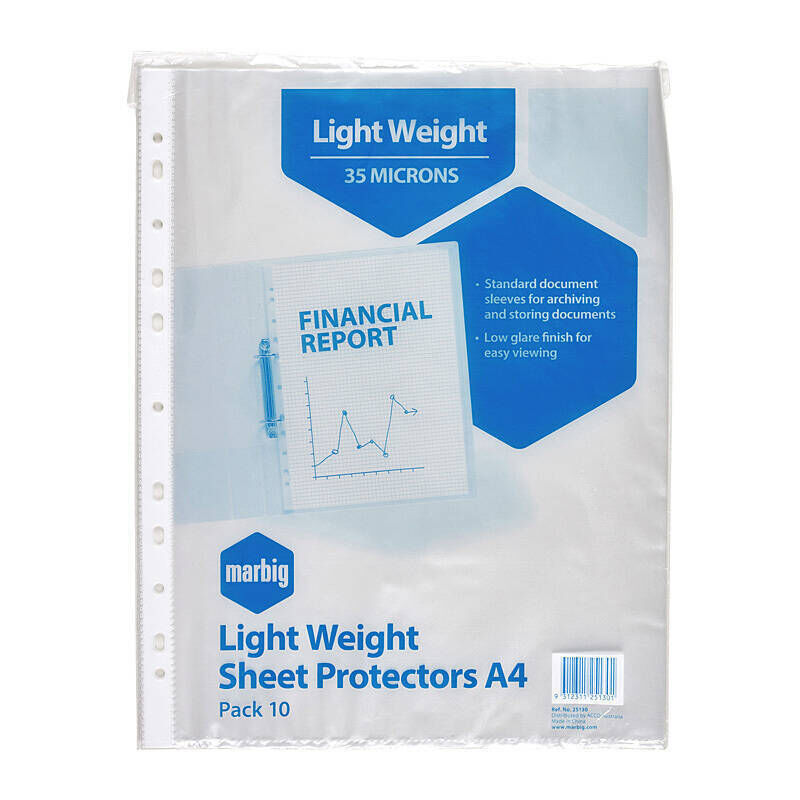 Marbig S/protectors L/wt A4 10Pk
