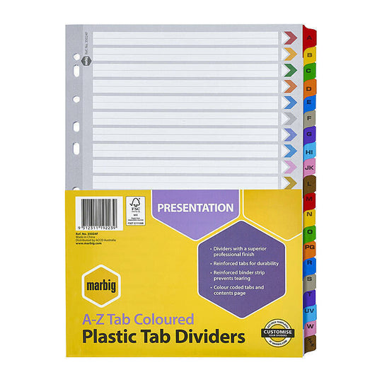Marbig Dvdrs Reinforced Brd Colour A4 A-Ztab