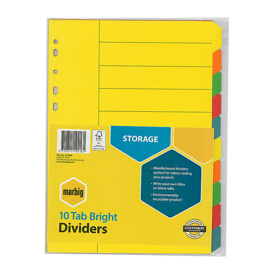 Marbig Dvder Brt Mnlla A4 10Tab
