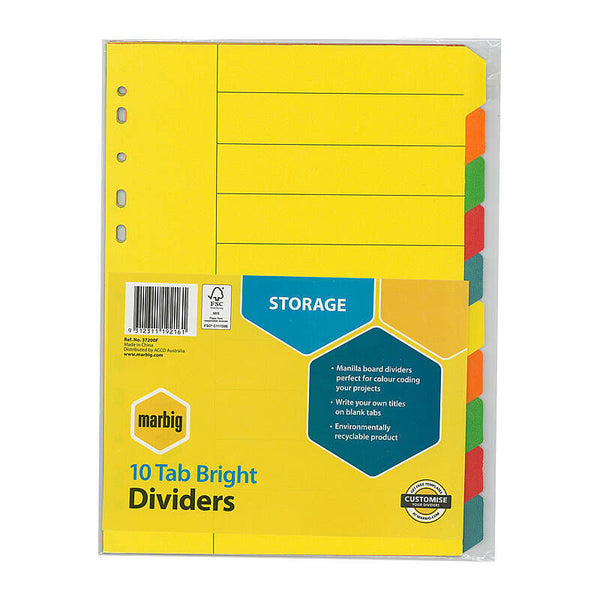 Marbig Dvder Brt Mnlla A4 10Tab
