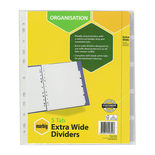 Marbig Divider I/tab Xw White Mn A4 5T