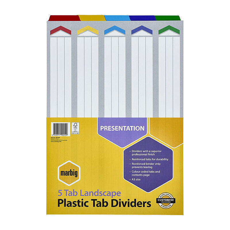 Marbig Divider L/s Reinforced Brd A3 5Tab