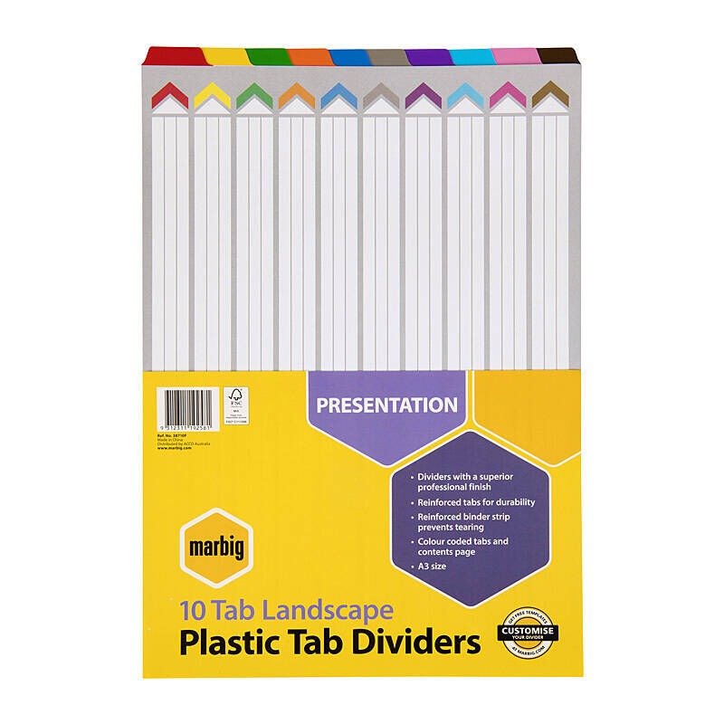 Marbig Divider L/s Reinforced Brd A3 10Tab