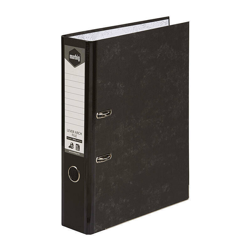 Marbig Foolscap L/arc File Reinforc Black
