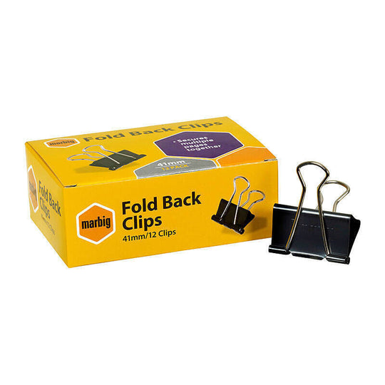 Marbig Foldbk Clip 41mm Box Of 12 Sl12