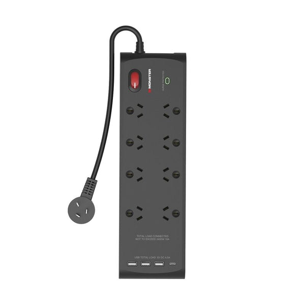 Monster 8-Port Surge+usb Black