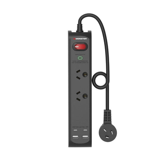 Monster 2-Port Surge+usb Black