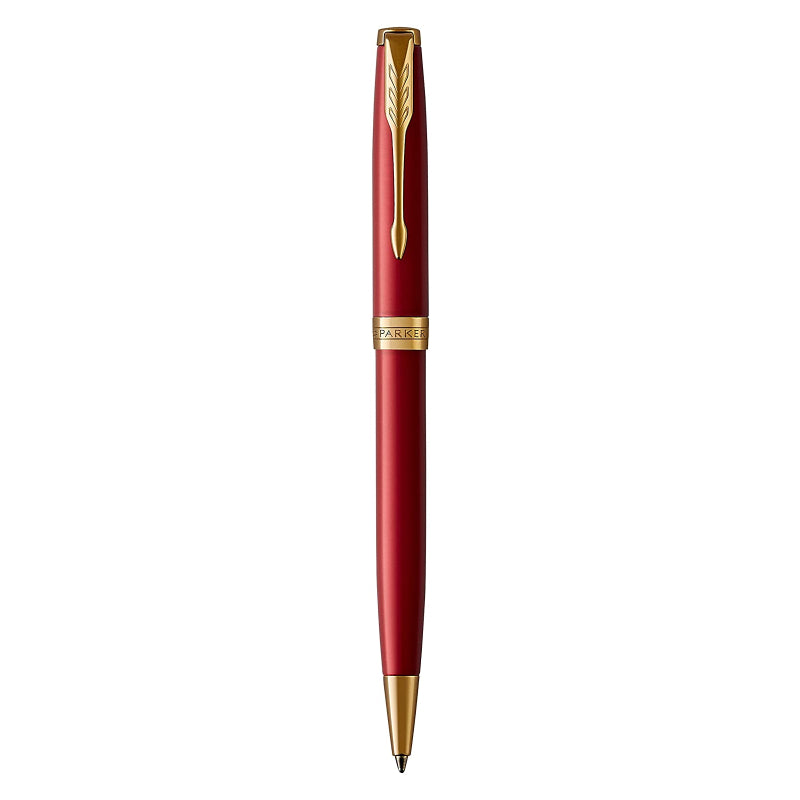 Parker Sonnet Red Lacq Gold Trim Ballpoint