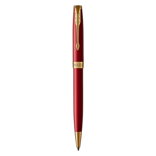 Parker Sonnet Red Lacq Gold Trim Ballpoint