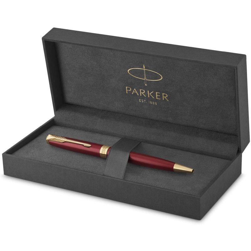 Parker Sonnet Red Lacq Gold Trim Ballpoint
