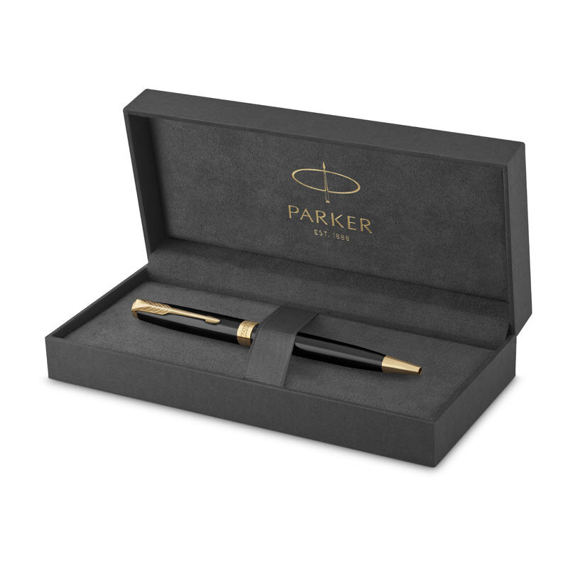 Parker Sonnet Black Lacq Gold Trim Ballpoint