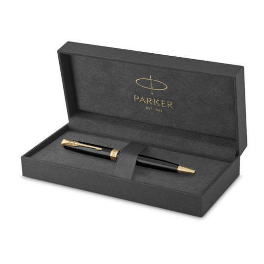 Parker Sonnet Black Lacq Gold Trim Ballpoint