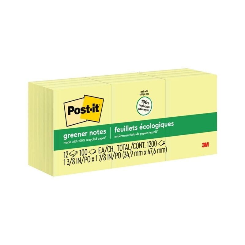 Post-It Note 653-RP Ylw 35X48 Pack Of 12