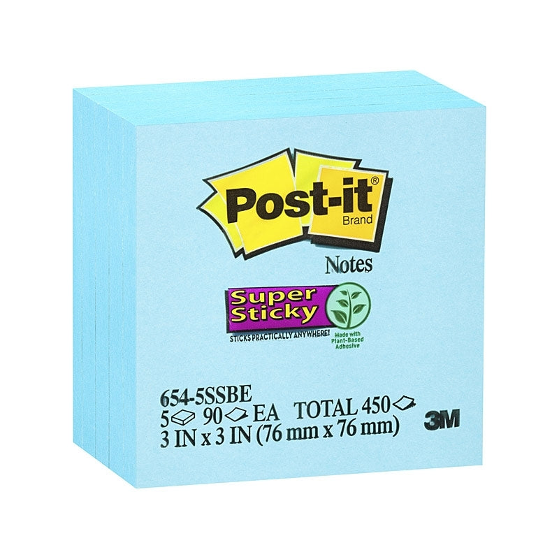 Post-It Super Sticky 654-5SSBE Blue 75X75 Box Of 4