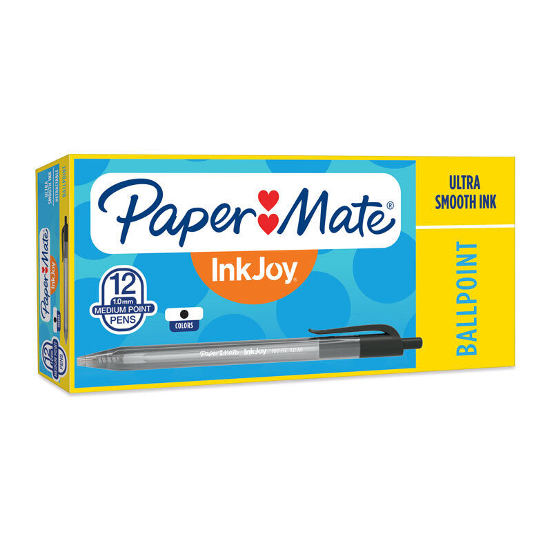 Paper Mate Inkjoy 100RT Ballpoint Black Box Of 12
