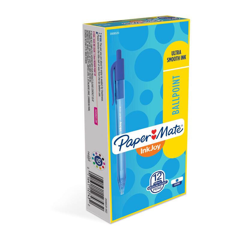 Paper Mate Inkjoy 100RT Ballpoint Blue Box Of 12