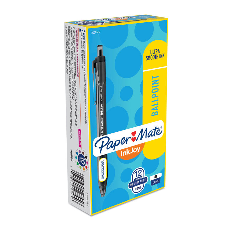 Paper Mate Inkjoy 300RT Ballpoint Black Pack Of 12