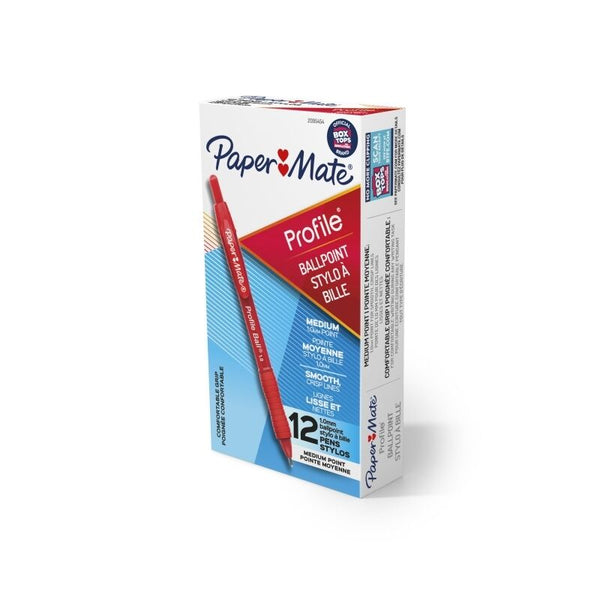 Paper Mate Profile Ballpoint 1.0mm Red Pack Of 12