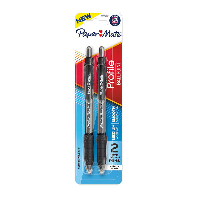 Paper Mate Profi Retractable 1.0 Ballpoint Black Pack Of 2 Box Of 6