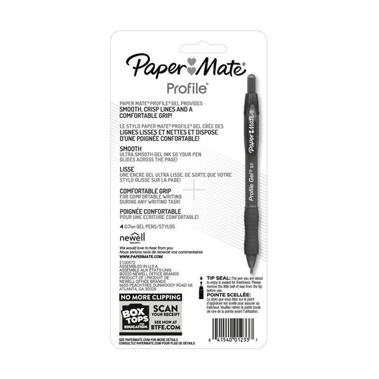 Paper Mate Prfl Gel 0.7mm Assorted Pack Of 4 Box Of 6