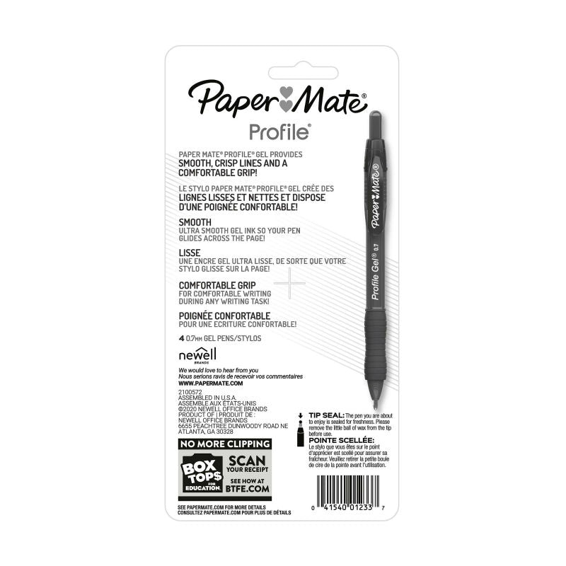 Paper Mate Prfl Gel 0.7mm Assorted Pack Of 4 Box Of 6