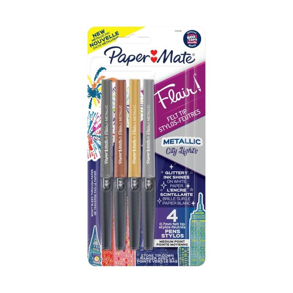 Paper Mate Flair Felttip Metal Pack Of 4 Box Of 6