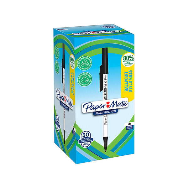 Paper Mate Kilometrico Ballpoint Black Box Of 50