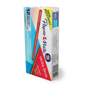 Paper Mate Writebros 1.0mm Ballpoint Red Pack Of 12