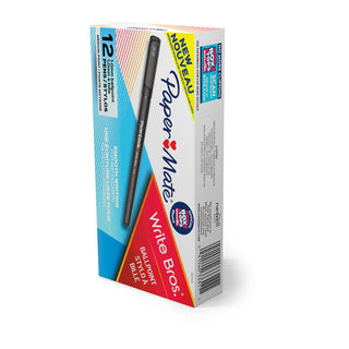 Paper Mate Writebros 1.0mm Ballpoint Black Pack Of 12