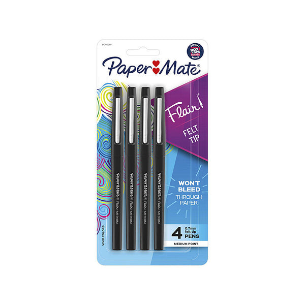 Paper Mate Flair Felt Tip Black Pack Of 4 Box Of 6