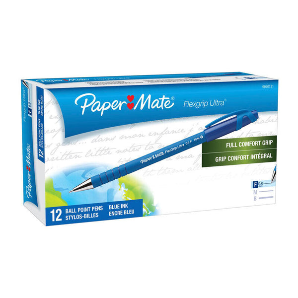 Paper Mate Flex Grip Ballpoint 0.8mm Blue Box Of 12