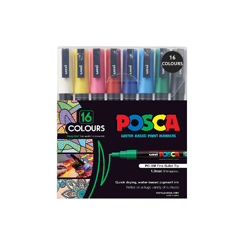 Posca PC-3m Fine Bullet Assorted Pack Of 16