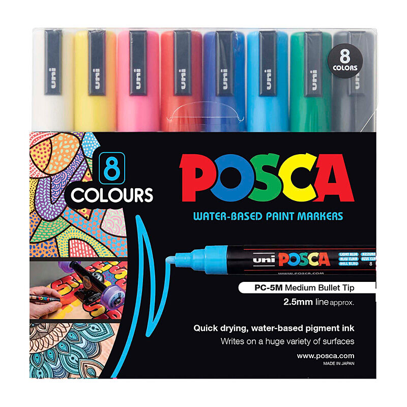 Posca PC-5m Medium Bullet Assorted Pack Of 8