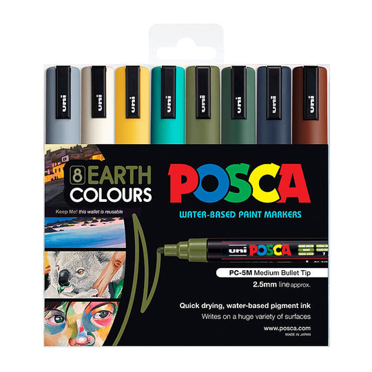 Posca PC-5m Medium Bullet Earth Pack Of 8