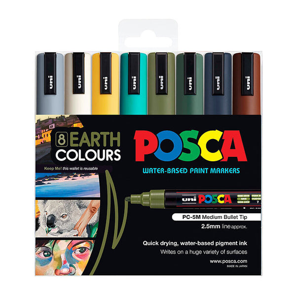 Posca PC-5m Medium Bullet Earth Pack Of 8