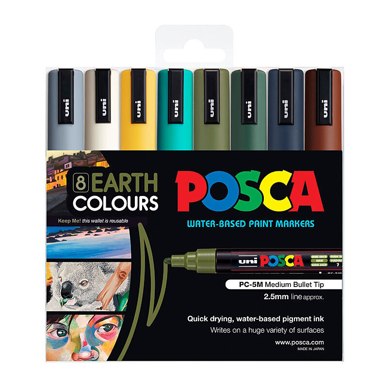 Posca PC-5m Medium Bullet Earth Pack Of 8
