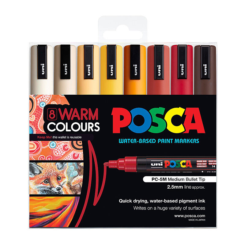 Posca PC-5m Medium Bullet Warm Pack Of 8