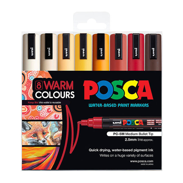 Posca PC-5m Medium Bullet Warm Pack Of 8