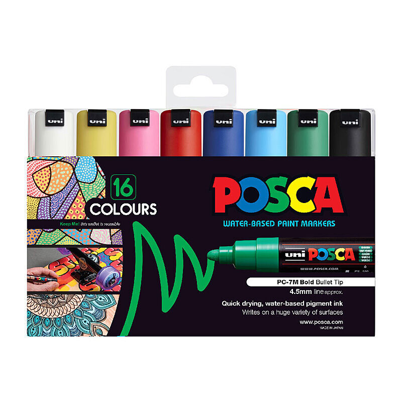 Posca PC-7m Bold Bullet Assorted Pack Of 16