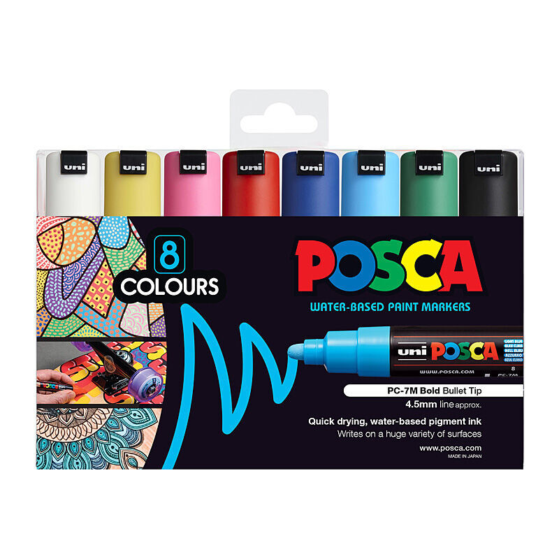 Posca PC-7m Bold Bullet Assorted Pack Of 8