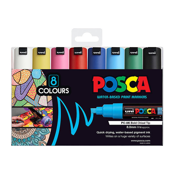 Posca PC-8m Bold Chisel Assorted Pack Of 8