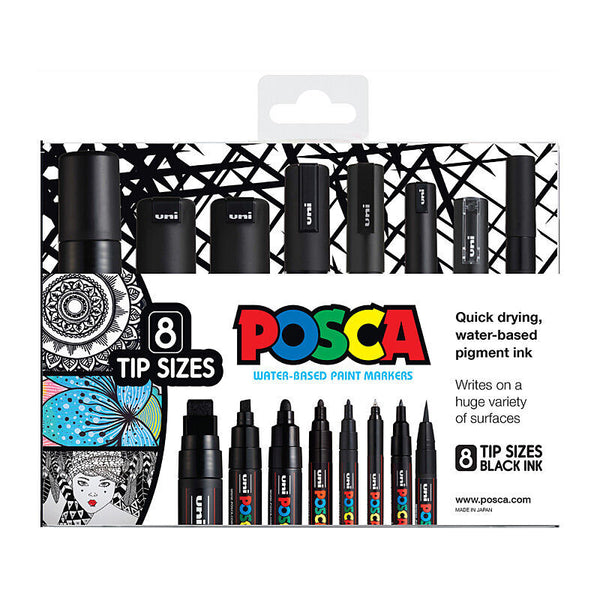Posca One Ea Tip Size Black Pack Of 8