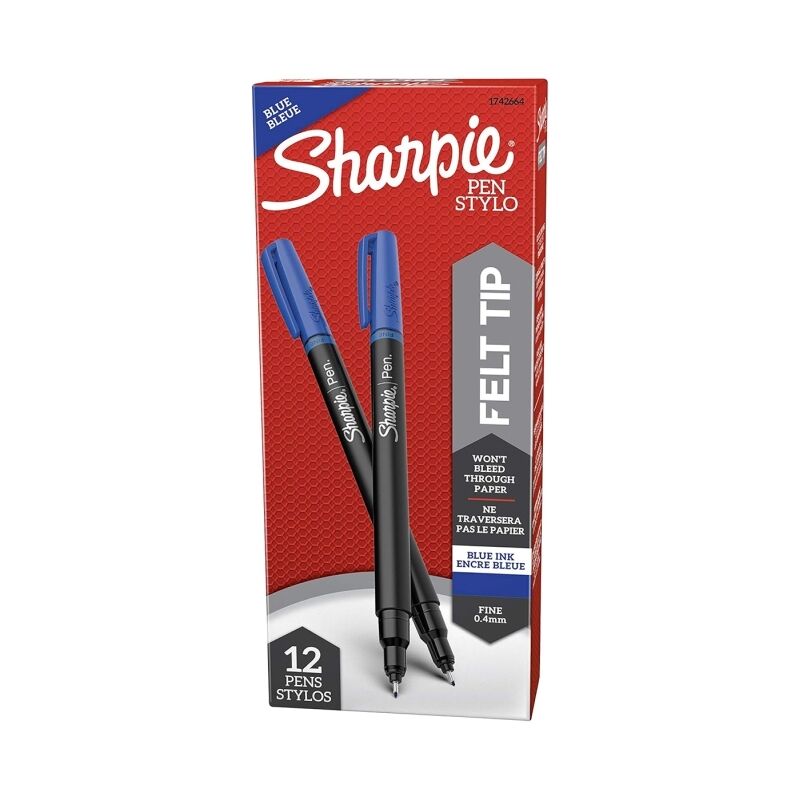 Sharpie Pen Fineliner Blue Box Of 12