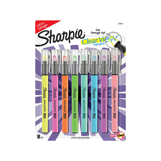 Sharpie Clear View Highlighter Stick Assorted Pack Of 8 Box Of 6
