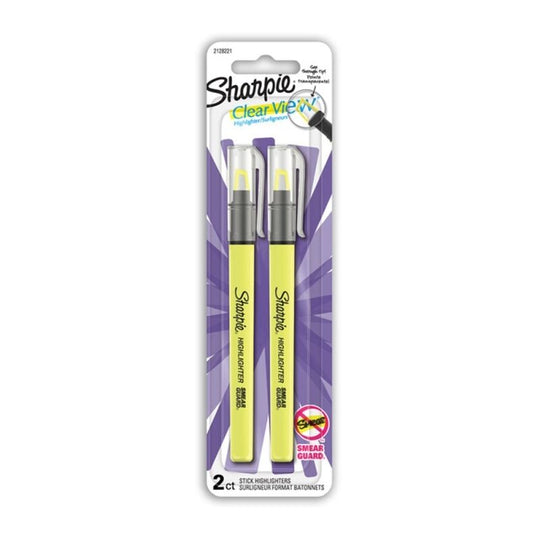 Sharpie Clear View Highlighter Stick Yellow Pack Of 2 Box Of 6