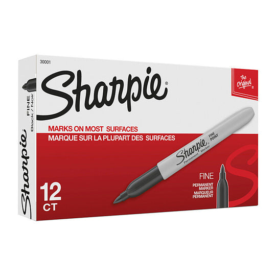 Sharpie Permanent Marker Fine Point Black New Packaging Pack of 12